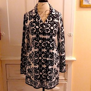 Style & Co Black & White Paisley Long Cardigan